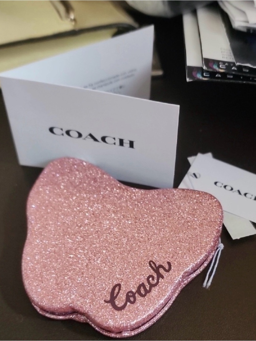 Coach Women Makeup Compact - Pink Glitter